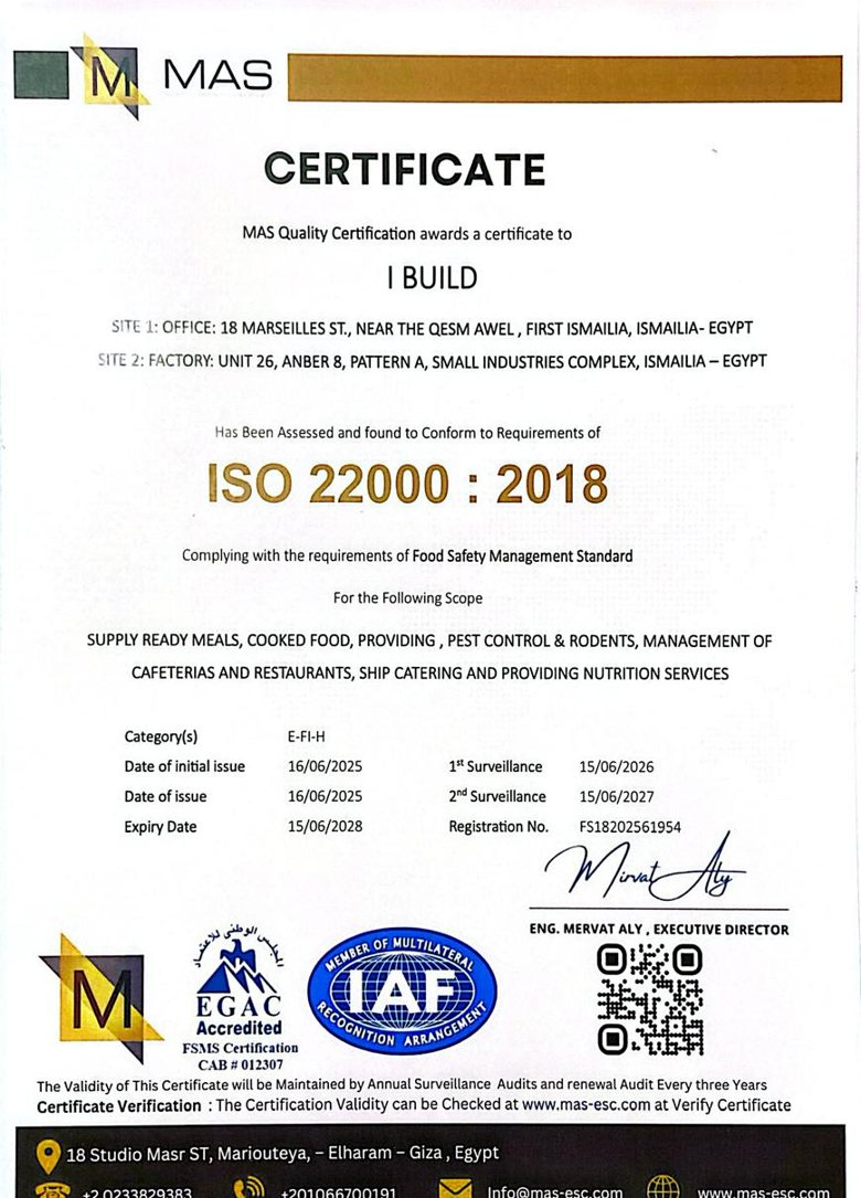ISO 22000 certificate